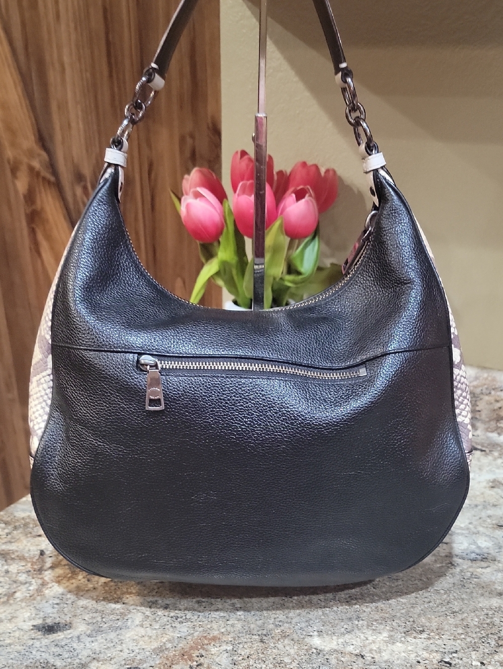 Coach Harley EUC Pebble Leather Black Exotic Snake Satchel Bag Purse - Picture 4 of 9